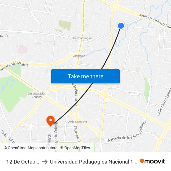 12 De Octubre to Universidad Pedagogica Nacional 141 map