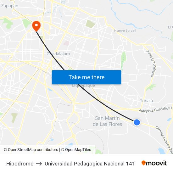 Hipódromo to Universidad Pedagogica Nacional 141 map