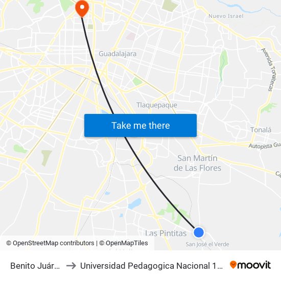 Benito Juárez to Universidad Pedagogica Nacional 141 map