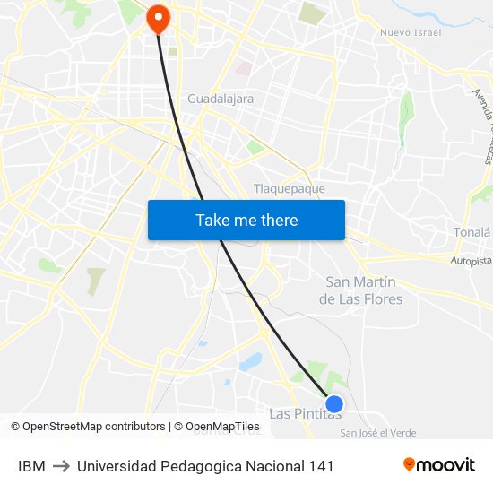 IBM to Universidad Pedagogica Nacional 141 map