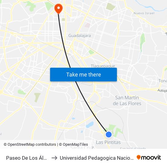 Paseo De Los Álamos to Universidad Pedagogica Nacional 141 map