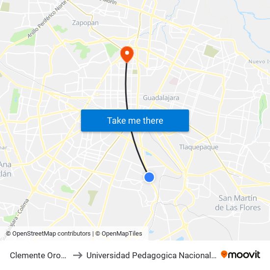 Clemente Orozco to Universidad Pedagogica Nacional 141 map