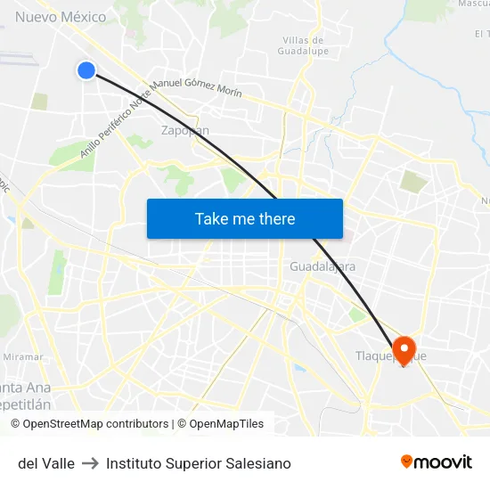 del Valle to Instituto Superior Salesiano map