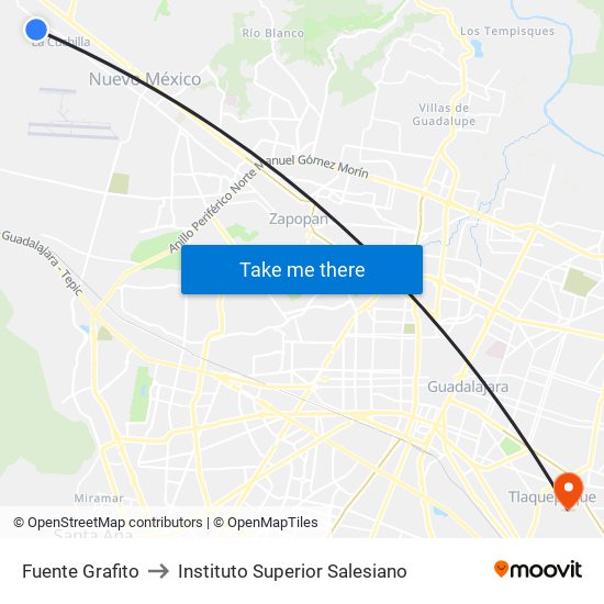 Fuente Grafito to Instituto Superior Salesiano map