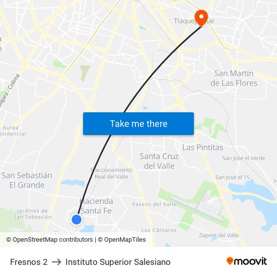 Fresnos 2 to Instituto Superior Salesiano map