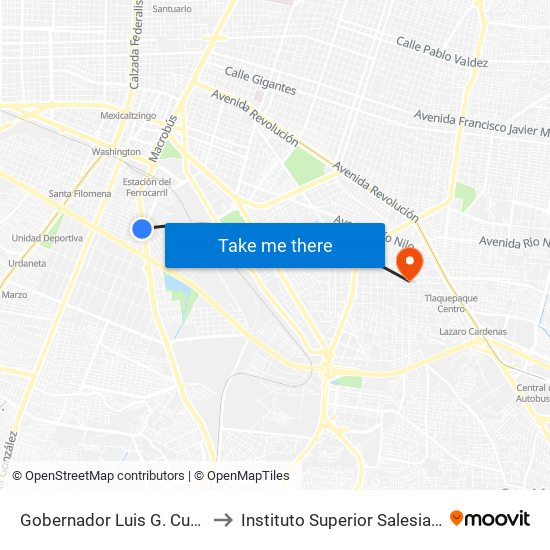 Gobernador Luis G. Curiel to Instituto Superior Salesiano map