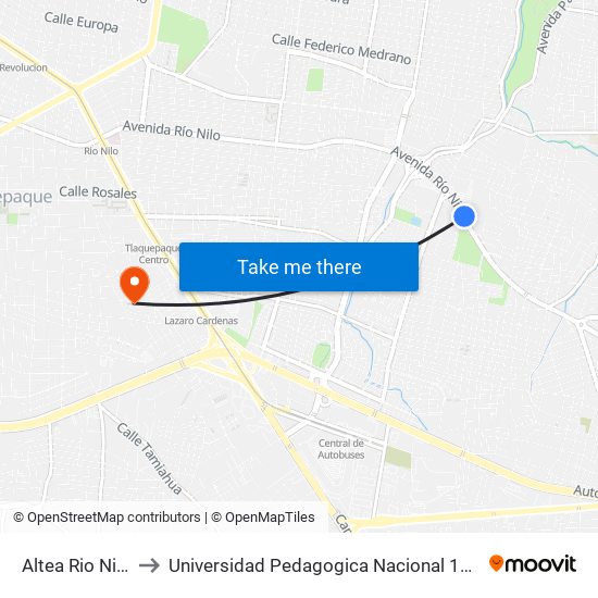 Altea Rio Nilo to Universidad Pedagogica Nacional 142 map