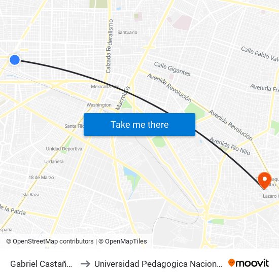 Gabriel Castaños, 4 to Universidad Pedagogica Nacional 142 map