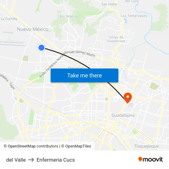 del Valle to Enfermeria Cucs map