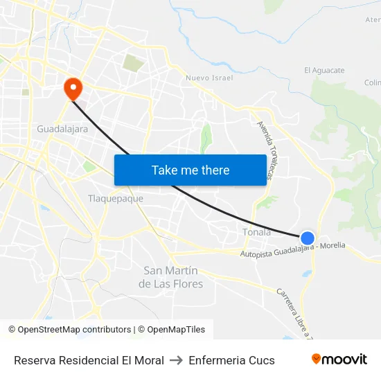 Reserva Residencial El Moral to Enfermeria Cucs map