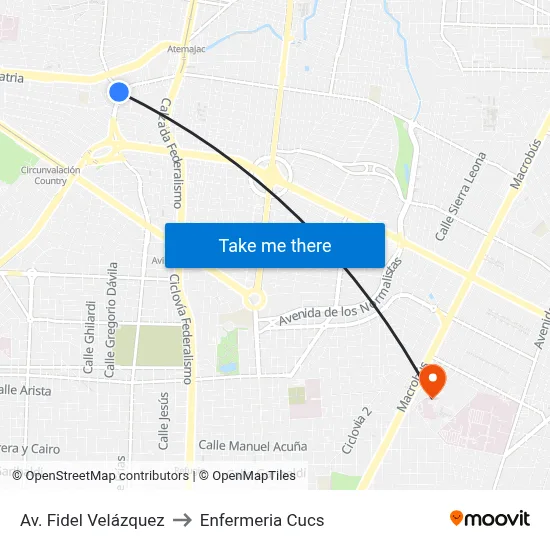 Av. Fidel Velázquez to Enfermeria Cucs map