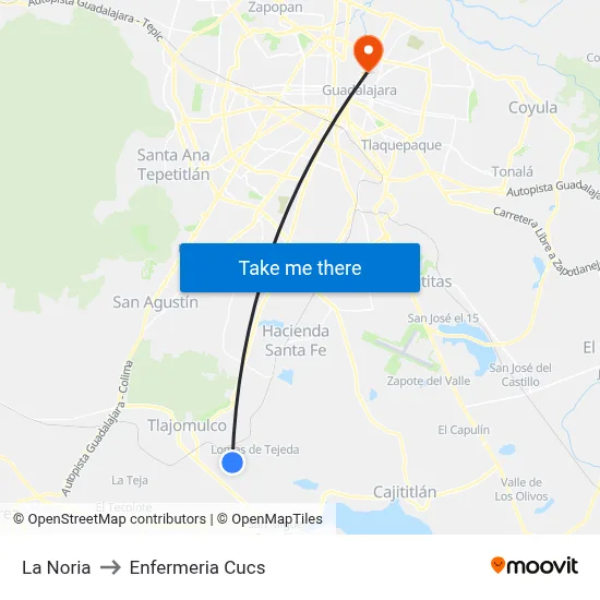 La Noria to Enfermeria Cucs map