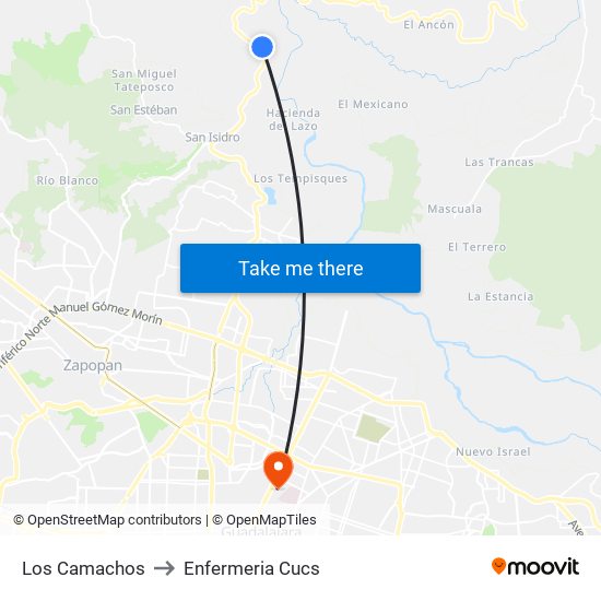 Los Camachos to Enfermeria Cucs map