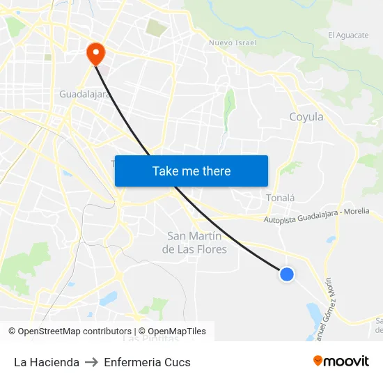 La Hacienda to Enfermeria Cucs map