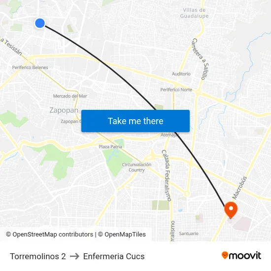 Torremolinos 2 to Enfermeria Cucs map