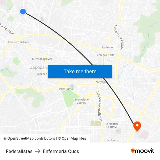 Federalistas to Enfermeria Cucs map