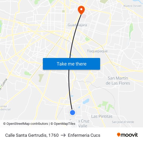 Calle Santa Gertrudis, 1760 to Enfermeria Cucs map