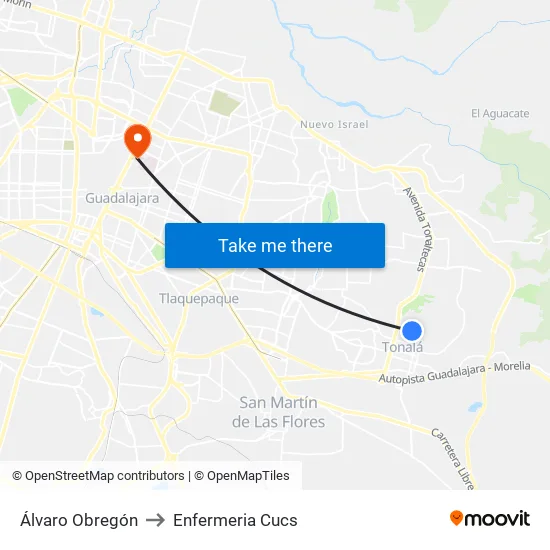 Álvaro Obregón to Enfermeria Cucs map