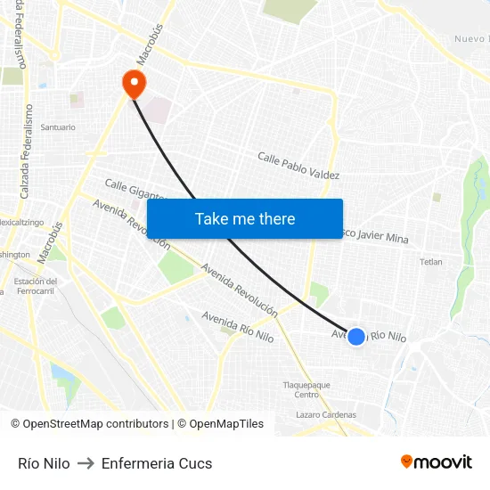 Río Nilo to Enfermeria Cucs map