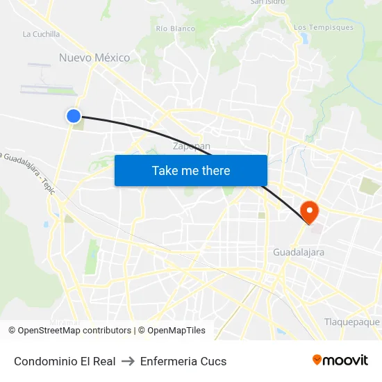 Condominio El Real to Enfermeria Cucs map