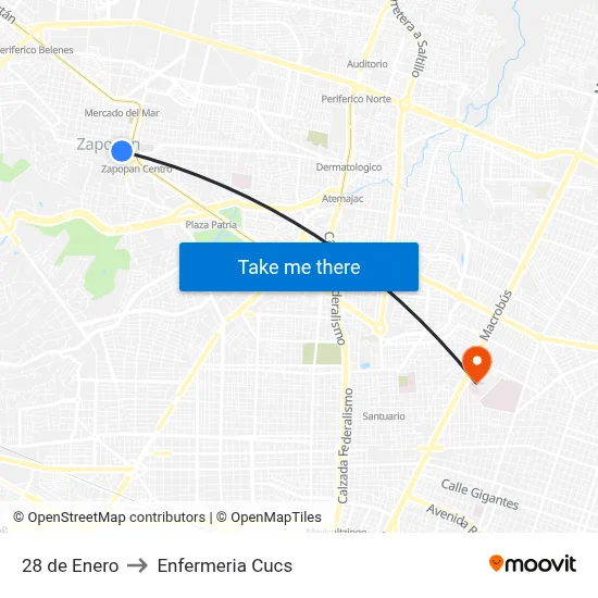 28 de Enero to Enfermeria Cucs map