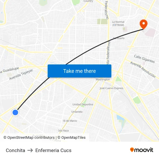 Conchita to Enfermeria Cucs map