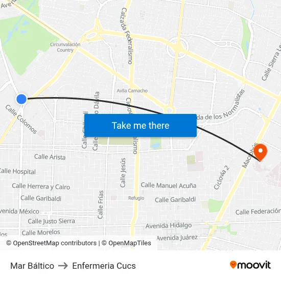 Mar Báltico to Enfermeria Cucs map
