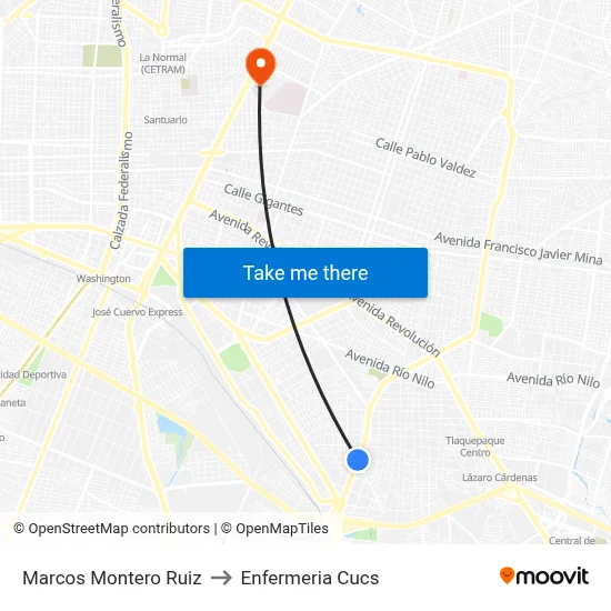 Marcos Montero Ruiz to Enfermeria Cucs map