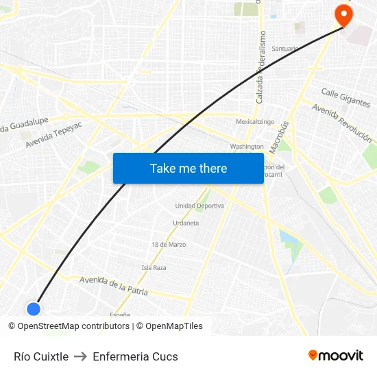 Río Cuixtle to Enfermeria Cucs map
