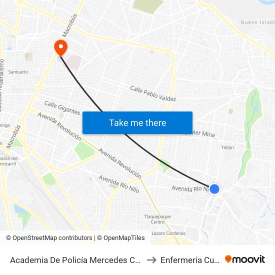 Academia De Policía Mercedes Celis to Enfermeria Cucs map