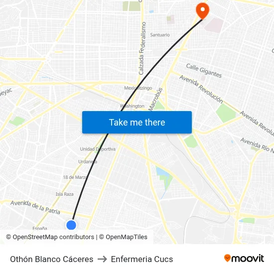 Othón Blanco Cáceres to Enfermeria Cucs map