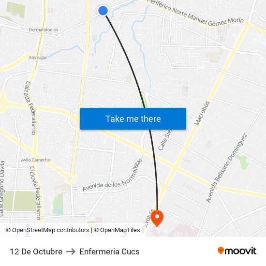 12 De Octubre to Enfermeria Cucs map