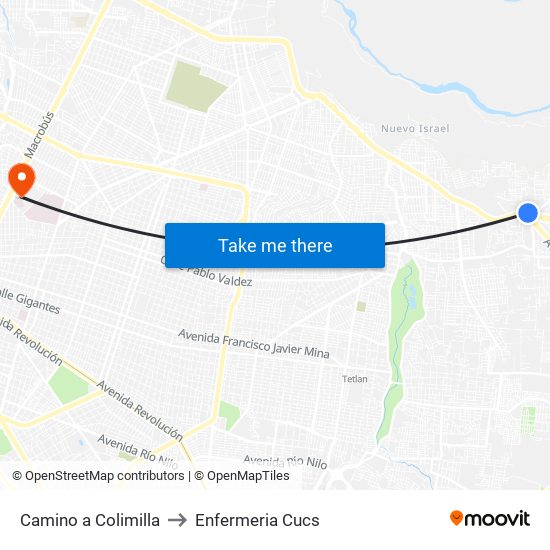 Camino a Colimilla to Enfermeria Cucs map