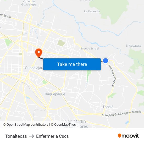 Tonaltecas to Enfermeria Cucs map