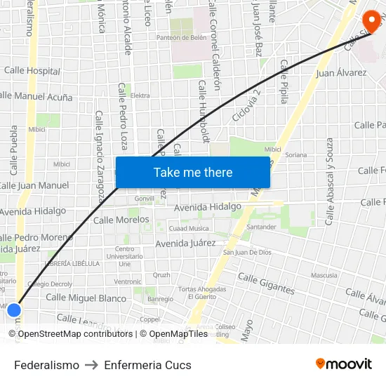 Federalismo to Enfermeria Cucs map