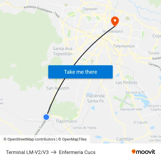 Terminal LM-V2/V3 to Enfermeria Cucs map