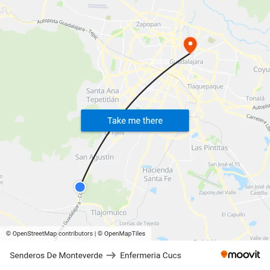 Senderos De Monteverde to Enfermeria Cucs map