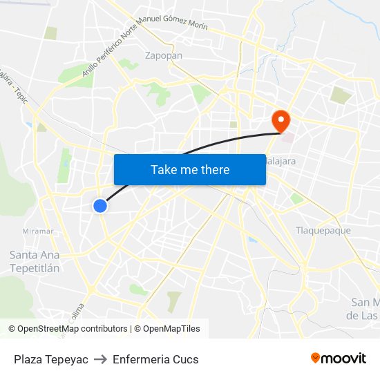 Plaza Tepeyac to Enfermeria Cucs map