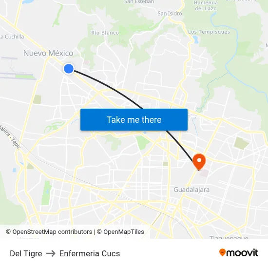 Del Tigre to Enfermeria Cucs map
