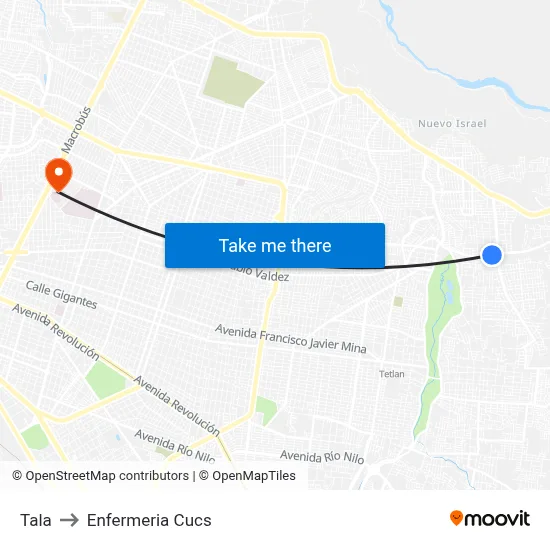 Tala to Enfermeria Cucs map