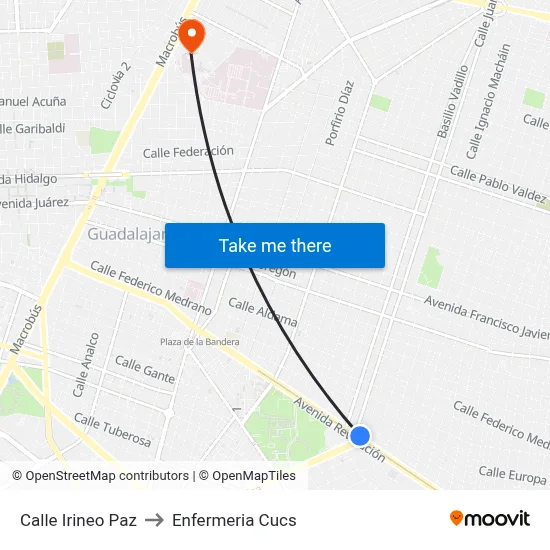 Calle Irineo Paz to Enfermeria Cucs map