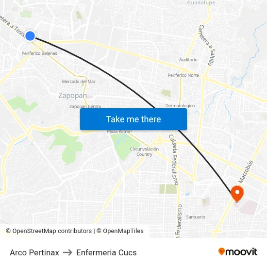 Arco Pertinax to Enfermeria Cucs map
