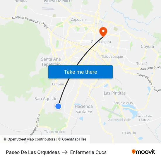 Paseo De Las Orquídeas to Enfermeria Cucs map