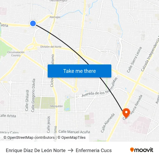Enrique Díaz De León Norte to Enfermeria Cucs map