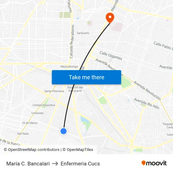 María C. Bancalari to Enfermeria Cucs map