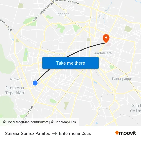 Susana Gómez Palafox to Enfermeria Cucs map