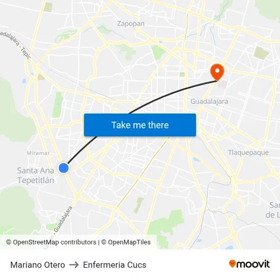 Mariano Otero to Enfermeria Cucs map