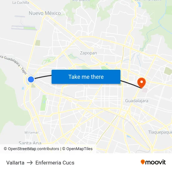 Vallarta to Enfermeria Cucs map