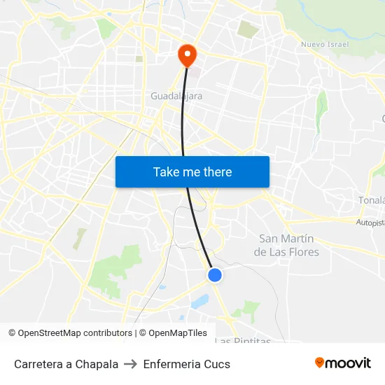 Carretera a Chapala to Enfermeria Cucs map