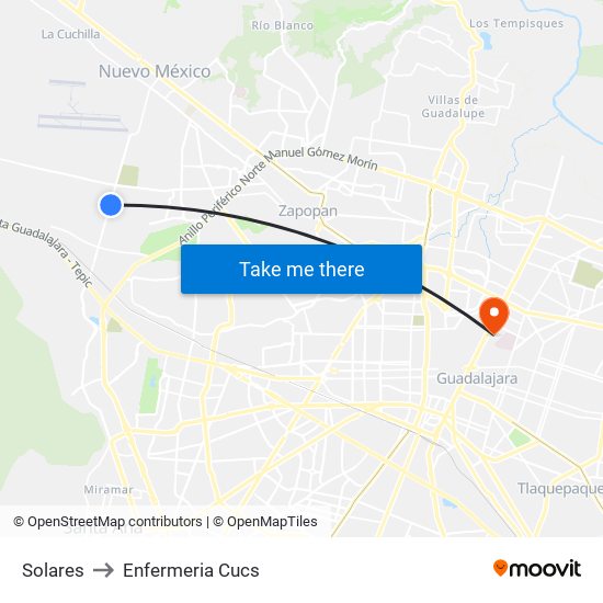 Solares to Enfermeria Cucs map